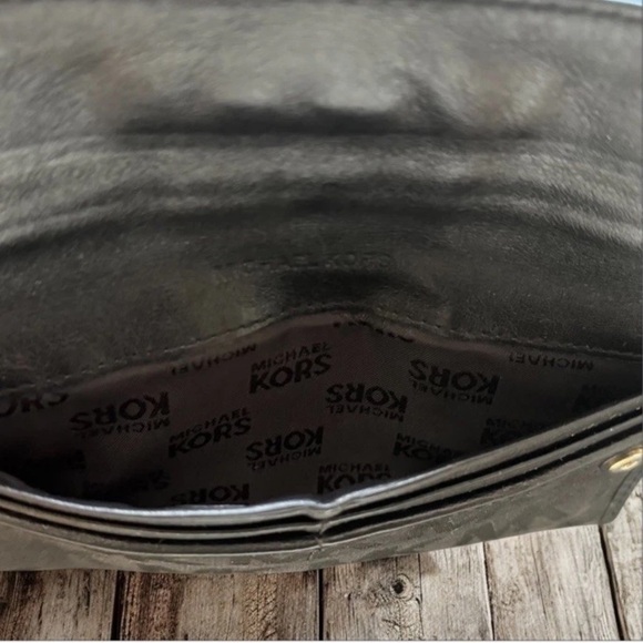 Michael Kors Austin Black Flat Continental Signature Wallet Leather Trim - Picture 16 of 16